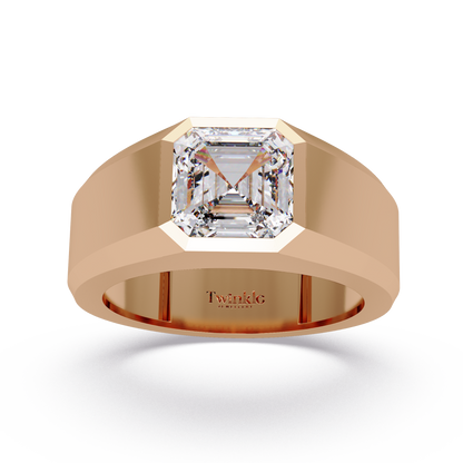 3 CT Asscher Cut Lab Diamond Men's Ring