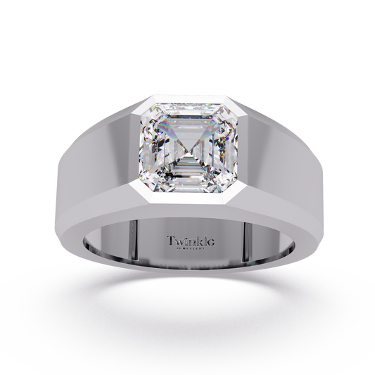 3 CT Asscher Cut Lab Diamond Men's Ring