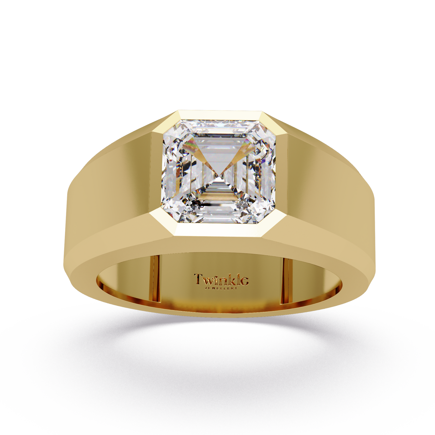 3 CT Asscher Cut Lab Diamond Men's Ring