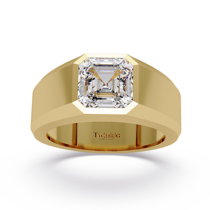 3 CT Asscher Cut Lab Diamond Men's Ring