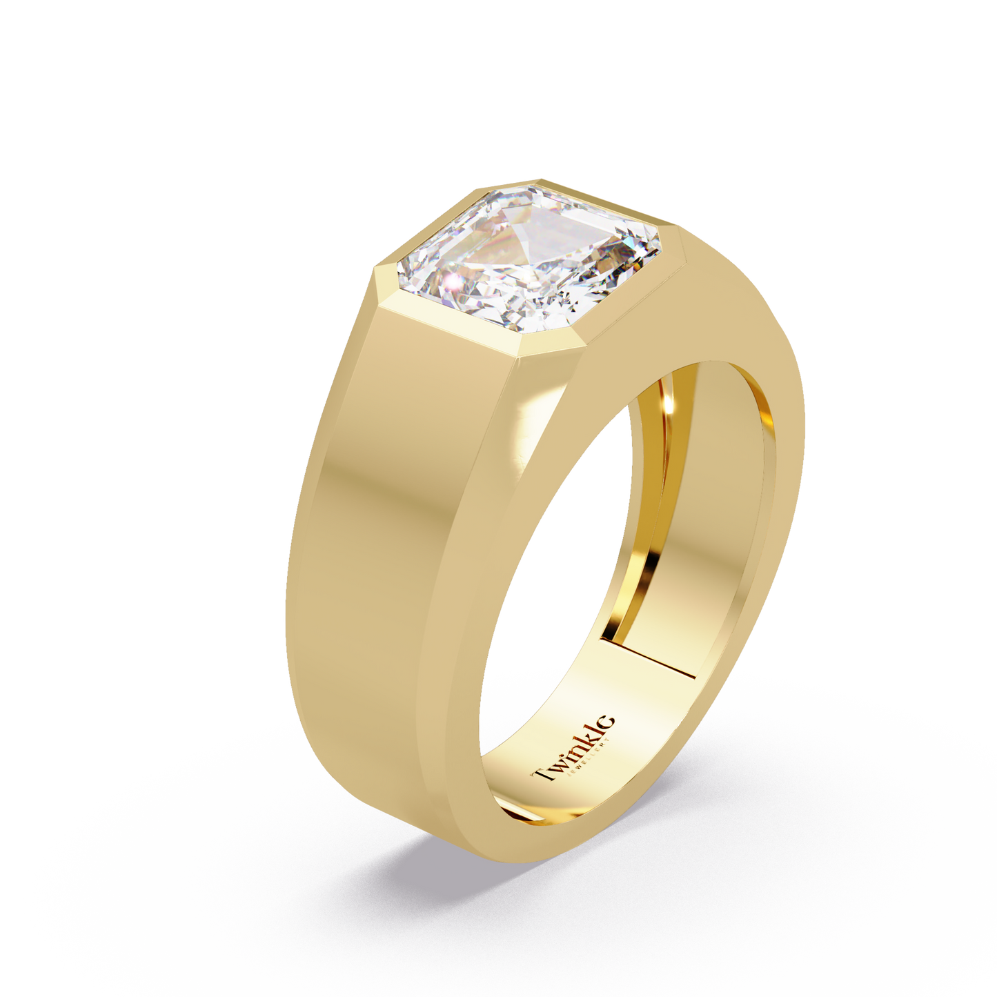 3 CT Asscher Cut Lab Diamond Men's Ring