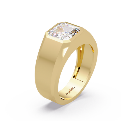 3 CT Asscher Cut Lab Diamond Men's Ring