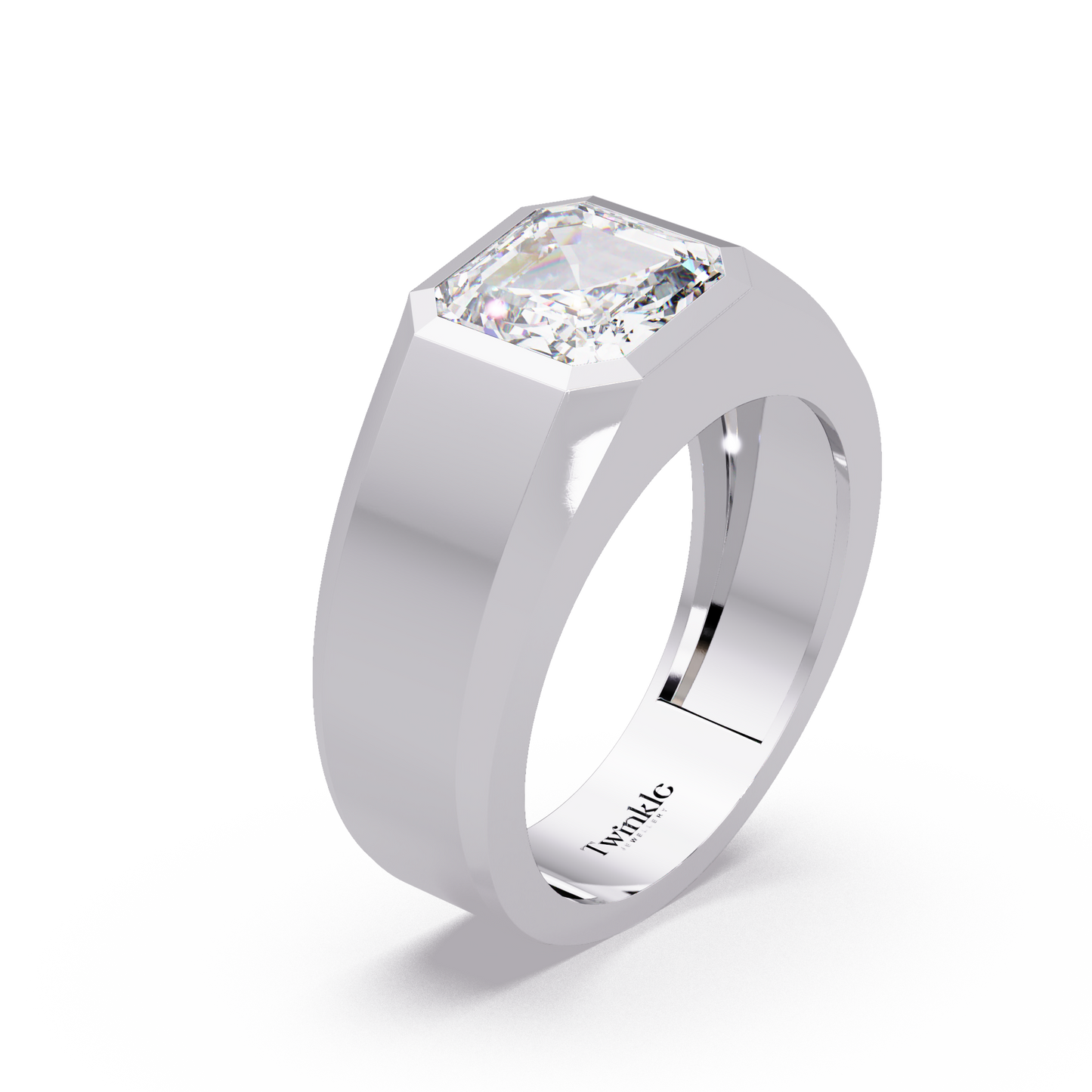 3 CT Asscher Cut Lab Diamond Men's Ring