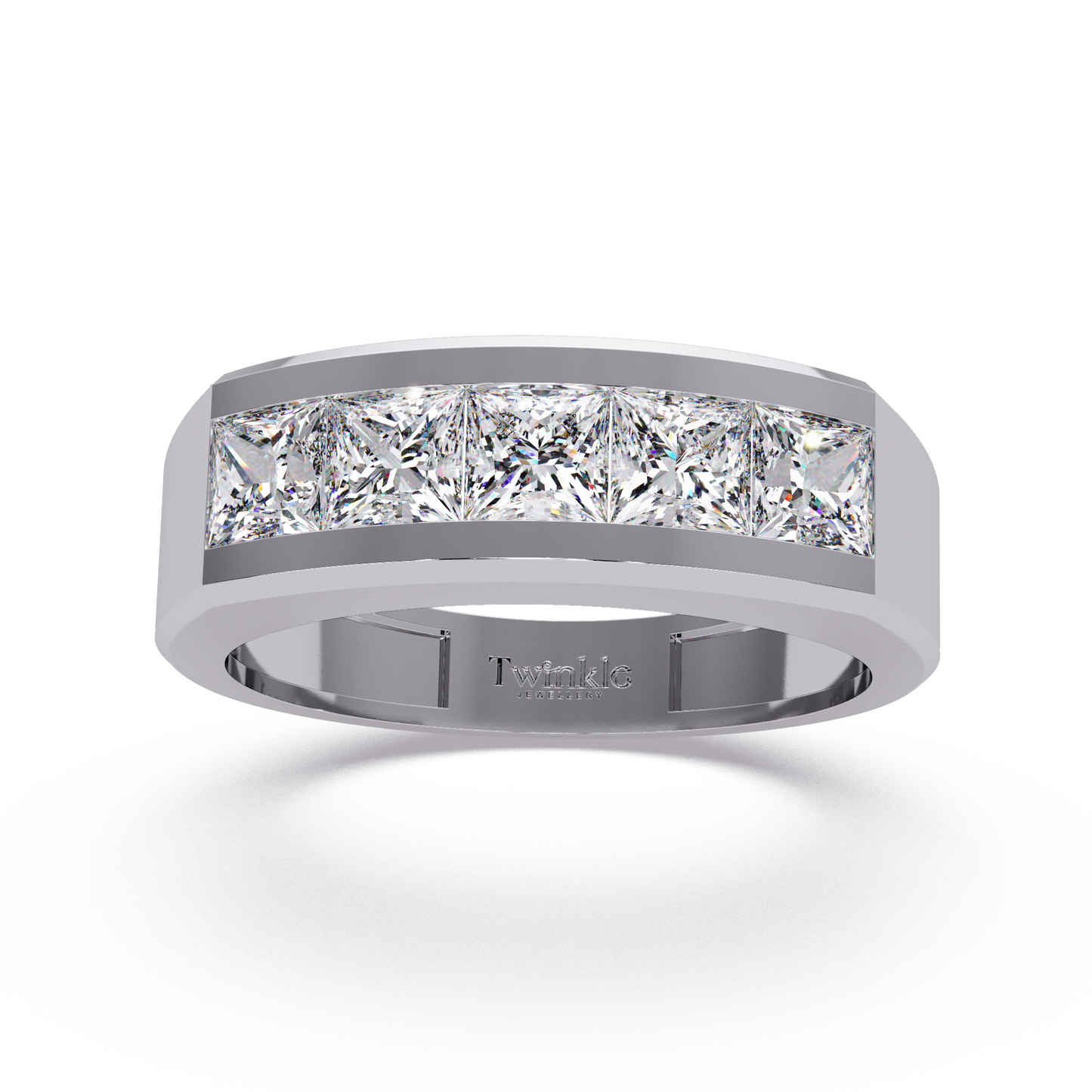 1.4 CT Princess Cut Lab Diamond Men's Ring