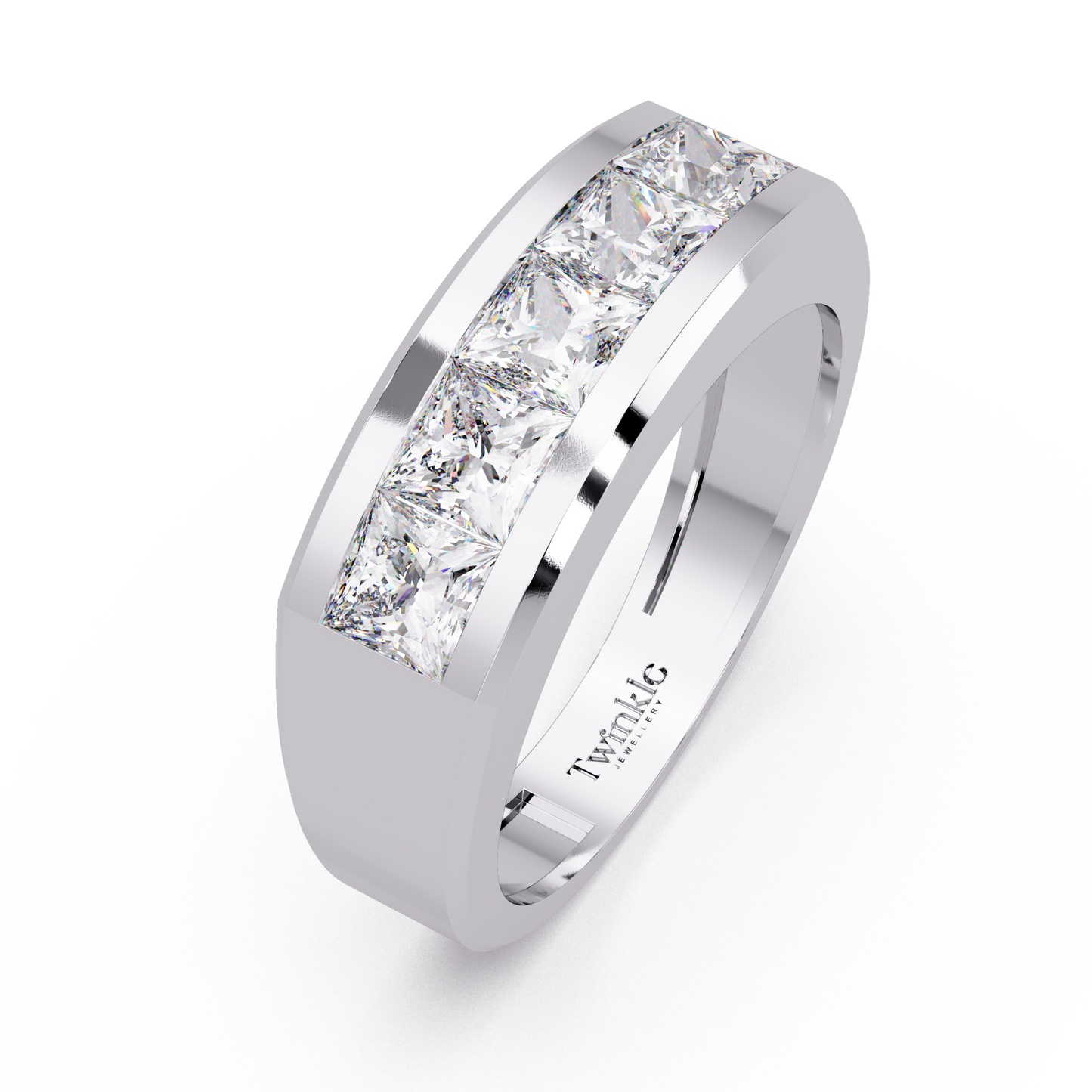 1.4 CT Princess Cut Lab Diamond Men's Ring