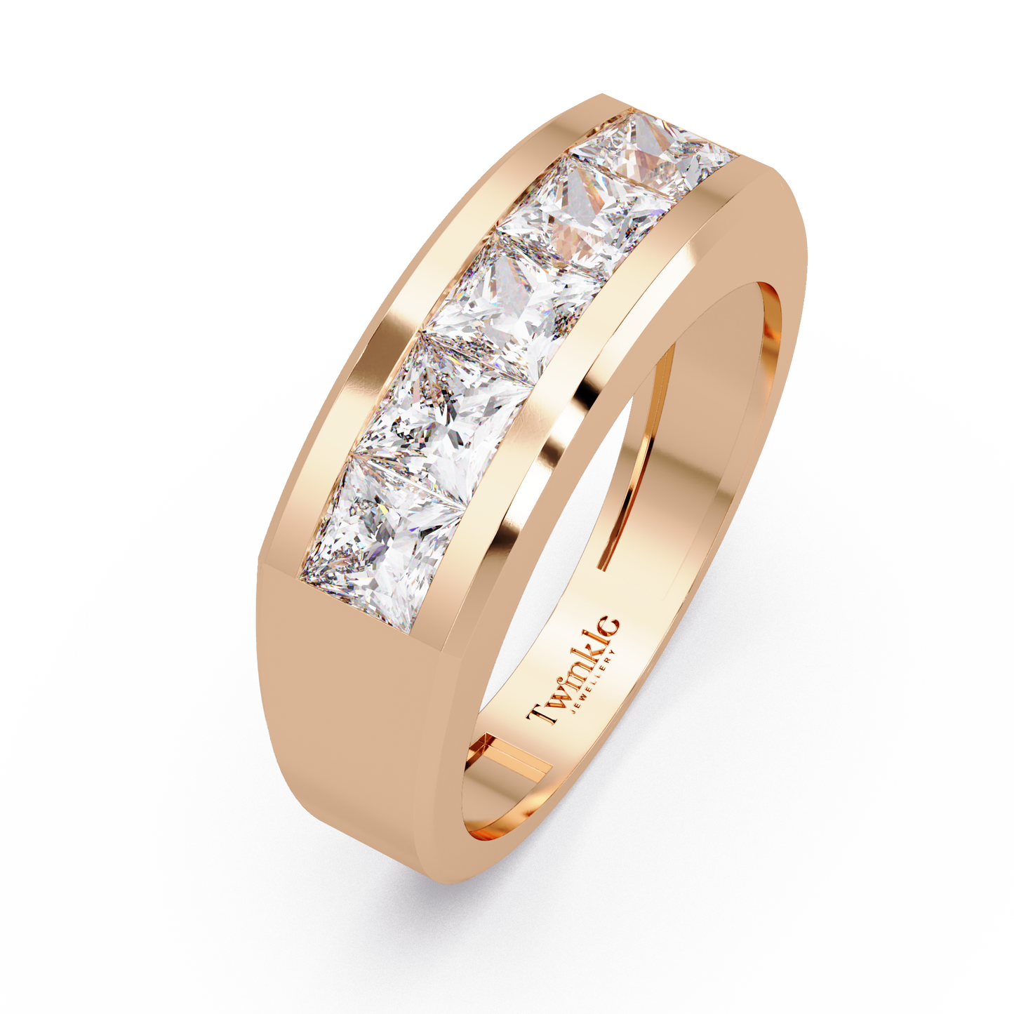 1.4 CT Princess Cut Lab Diamond Men's Ring