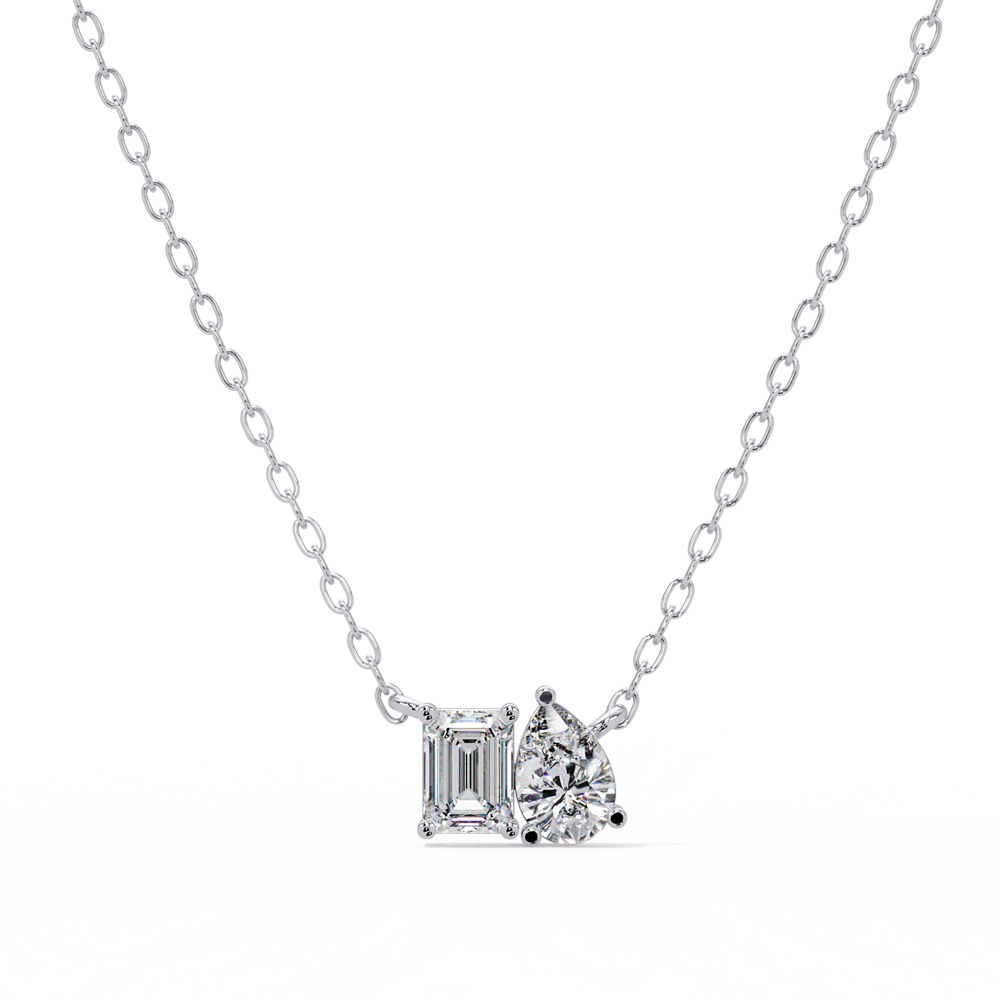 Emerald & Pear Toi et Moi Necklace