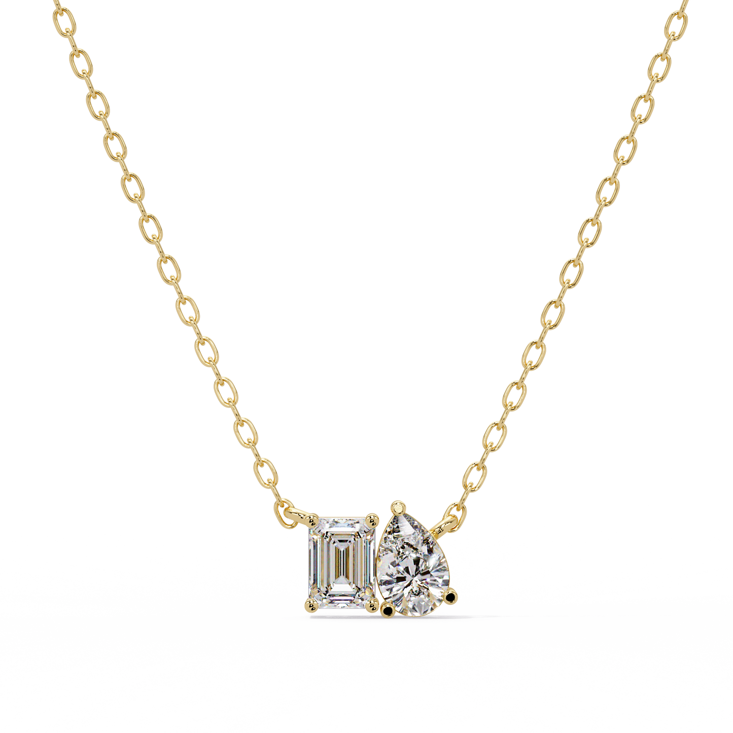 Emerald & Pear Toi et Moi Necklace