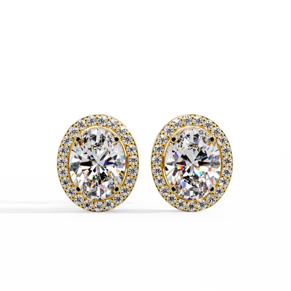 2.60ct Halo Oval Cut Diamond Stud Earring