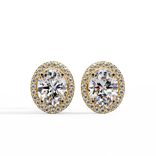 2.60ct Halo Oval Cut Diamond Stud Earring