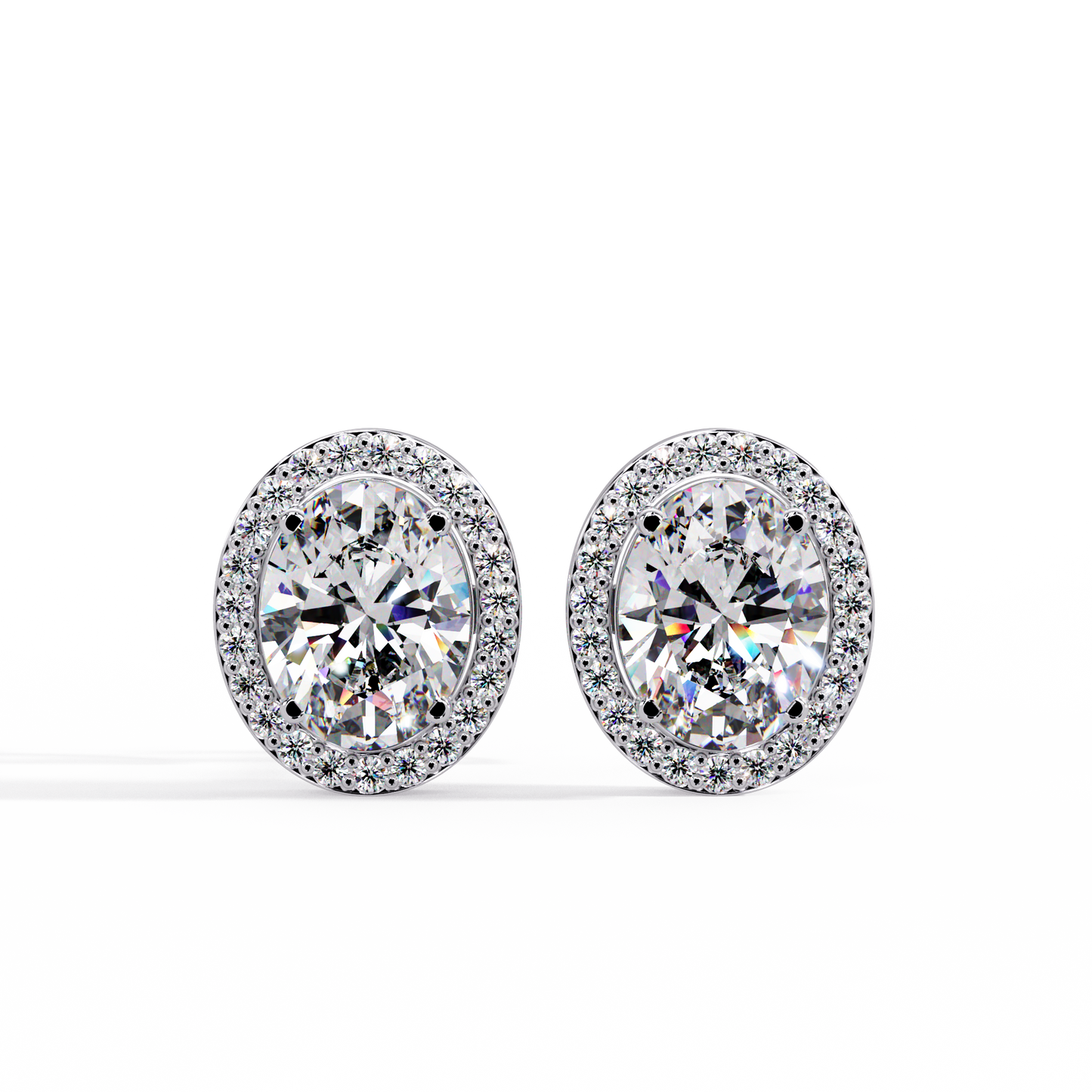 2.60ct Halo Oval Cut Diamond Stud Earring