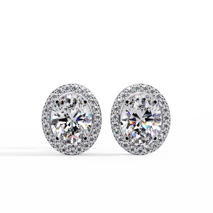 2.60ct Halo Oval Cut Diamond Stud Earring