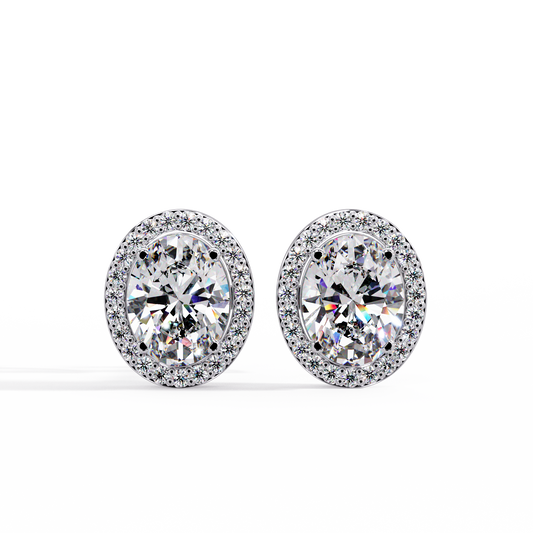 2.60ct Halo Oval Cut Diamond Stud Earring