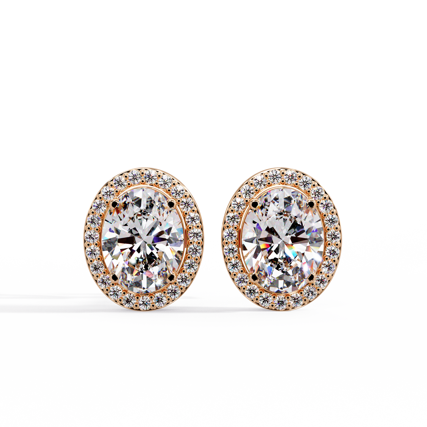 2.60ct Halo Oval Cut Diamond Stud Earring