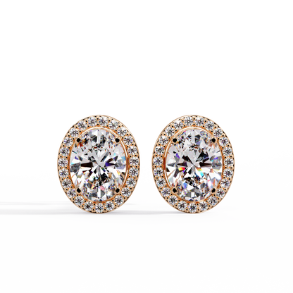 2.60ct Halo Oval Cut Diamond Stud Earring