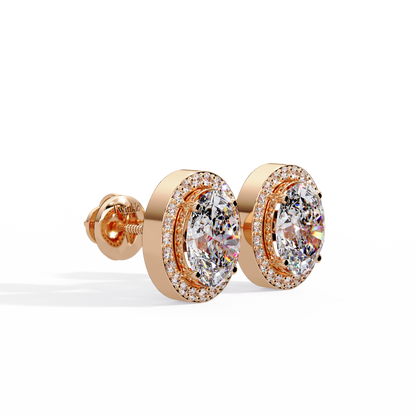 2.60ct Halo Oval Cut Diamond Stud Earring