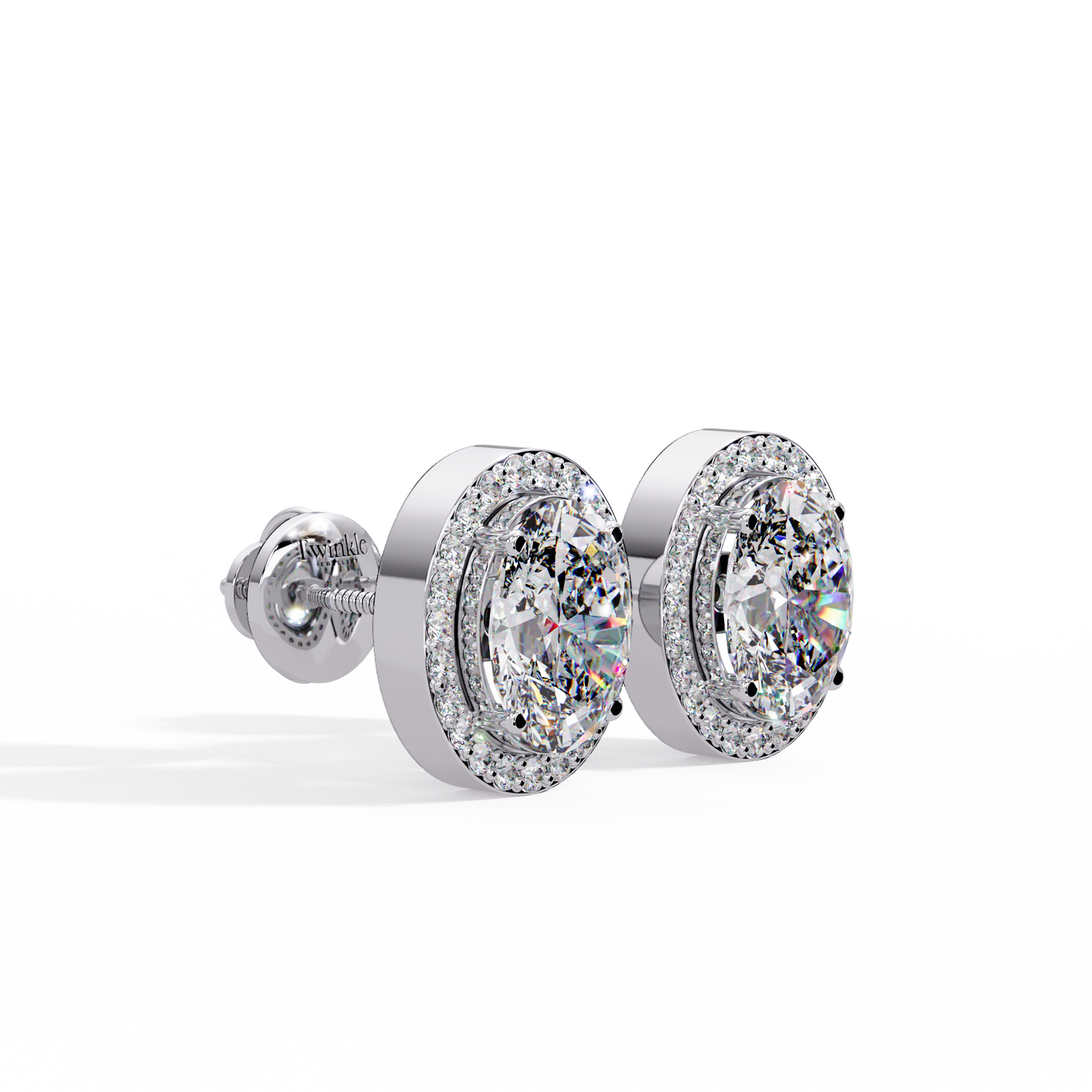 2.60ct Halo Oval Cut Diamond Stud Earring
