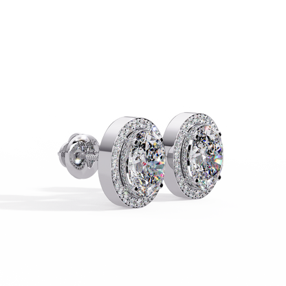 2.60ct Halo Oval Cut Diamond Stud Earring