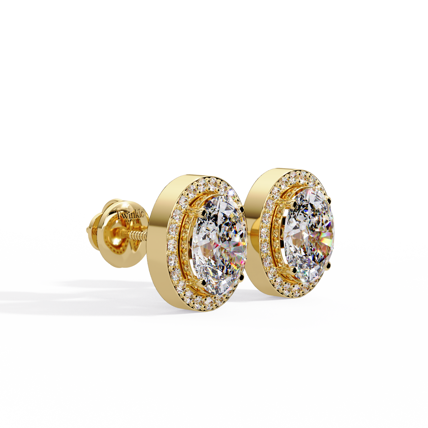 2.60ct Halo Oval Cut Diamond Stud Earring