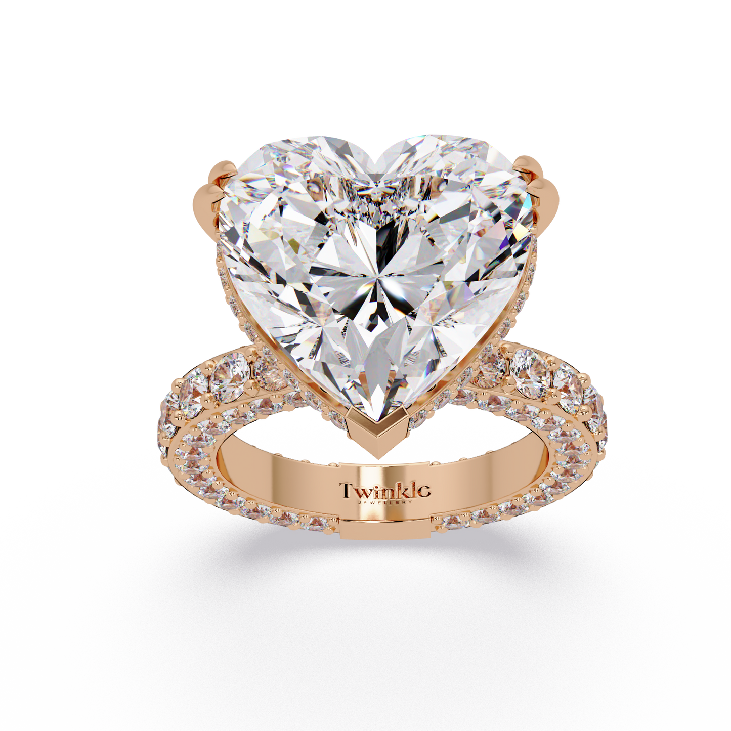 12.33 CT Hidden Halo Lab Diamond Heart Cut Ring