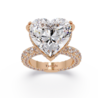12.33 CT Hidden Halo Lab Diamond Heart Cut Ring