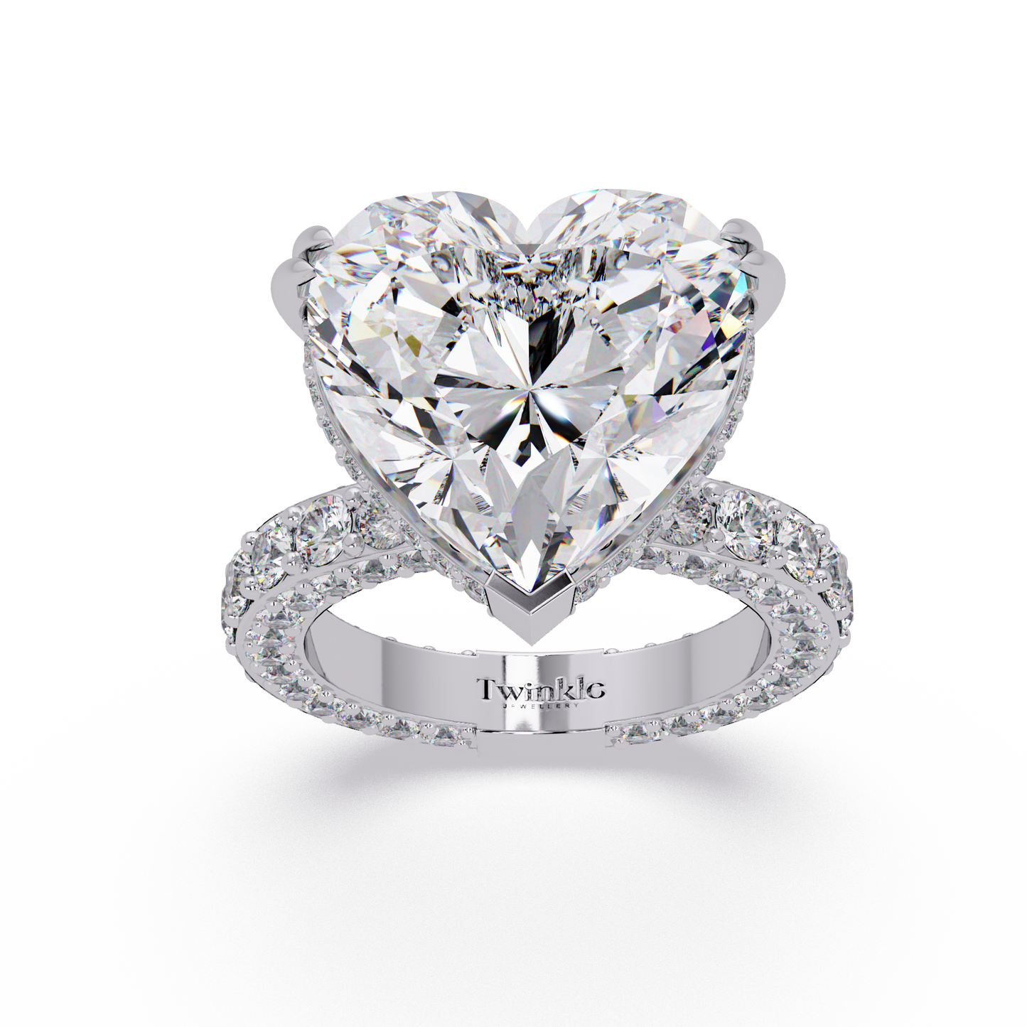 12.33 CT Hidden Halo Lab Diamond Heart Cut Ring