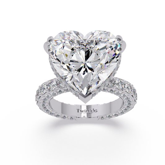 12.33 CT Hidden Halo Lab Diamond Heart Cut Ring