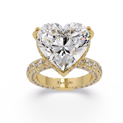 12.33 CT Hidden Halo Lab Diamond Heart Cut Ring