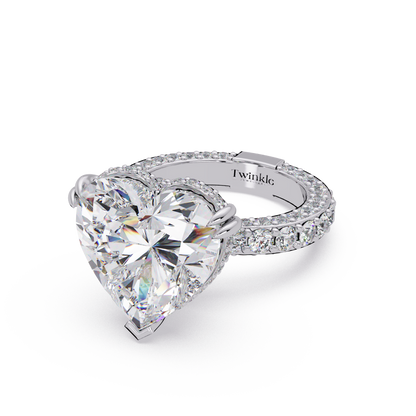 12.33 CT Hidden Halo Lab Diamond Heart Cut Ring