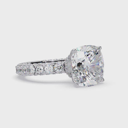 11 CT Lab Diamond Cushion Cut Ring