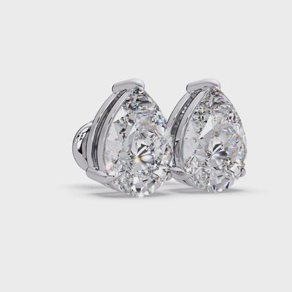 5 CT Pear Cut Single Stone Diamond Stud Earring