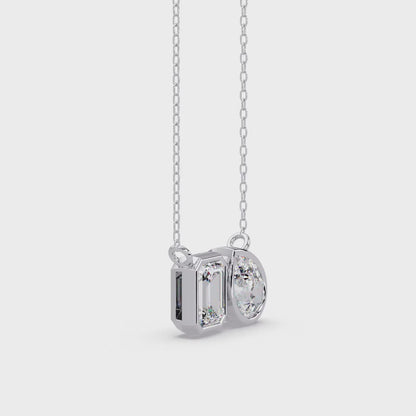 Emerald and Pear Toi et Moi Bezel-Set Necklace