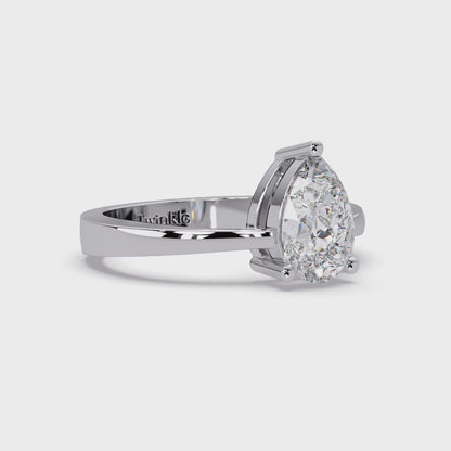 1 CT Solitaire Pear Shap Lab Diamond Ring