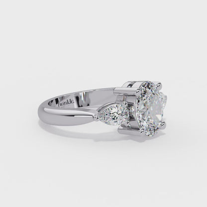 2.1 CT Oval Cut Three Stone Lab Diamond Ring