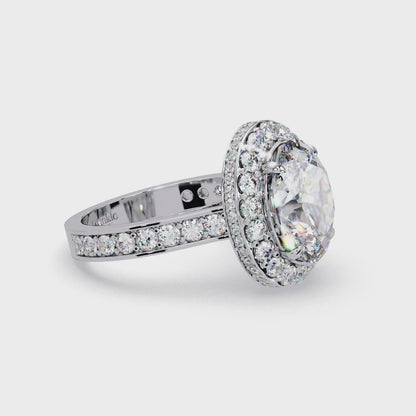 5.01 CT Oval Cut Hidden Halo Lab Diamond Ring