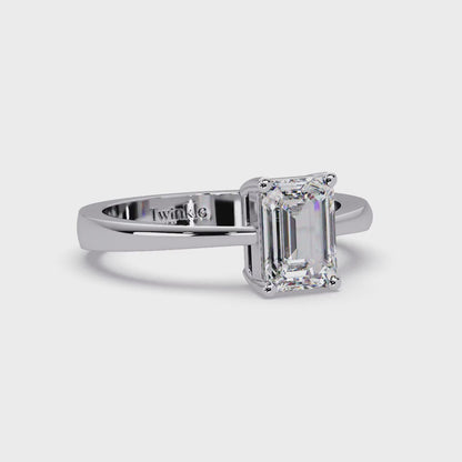 1 CT Emerald Cut Solitaire Lab Diamond Ring