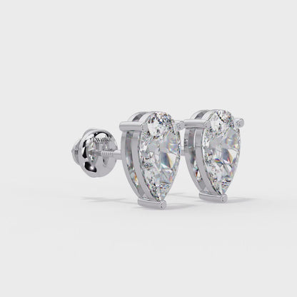 2 CT Pear Shaped Lab Diamond Stud Earrings