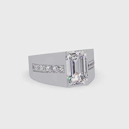 6 CT Emerald Cut Lab Diamond Men's Ring