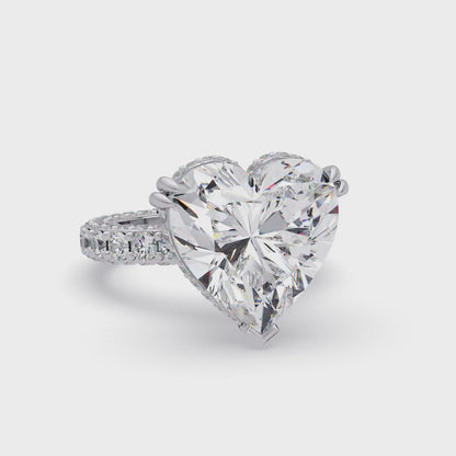 12.33 CT Hidden Halo Lab Diamond Heart Cut Ring