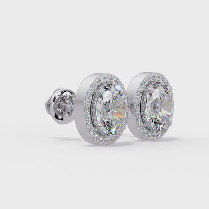 2.60ct Halo Oval Cut Diamond Stud Earring