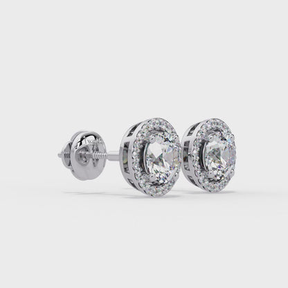 1.3ct Round Cut halo Lab Diamond Earring